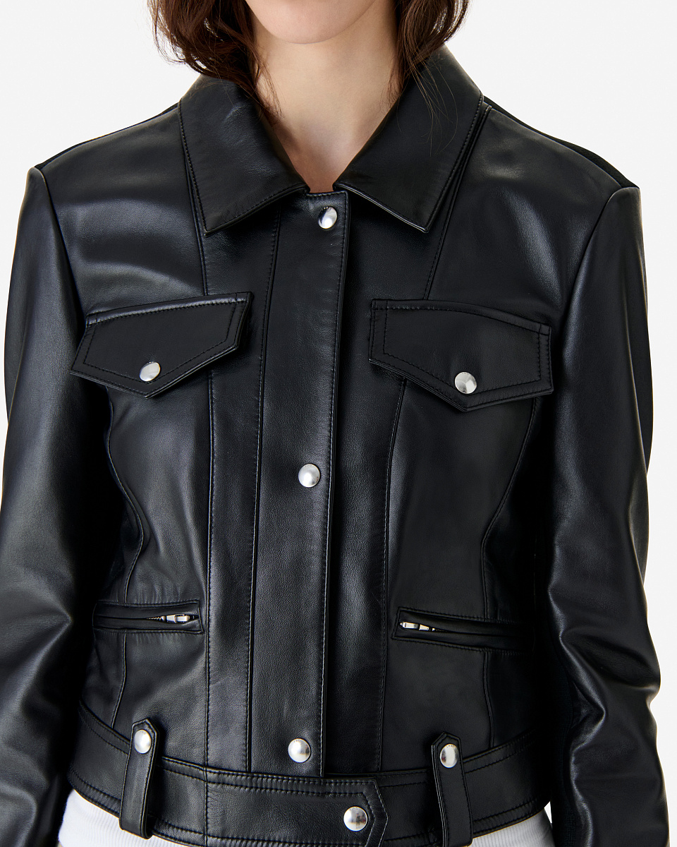 УКОРОЧЕННАЯ КУРТКА ИЗ ДВУХ МАТЕРИАЛОВ В ЧЕРНОМ ЦВЕТЕ CHILOE