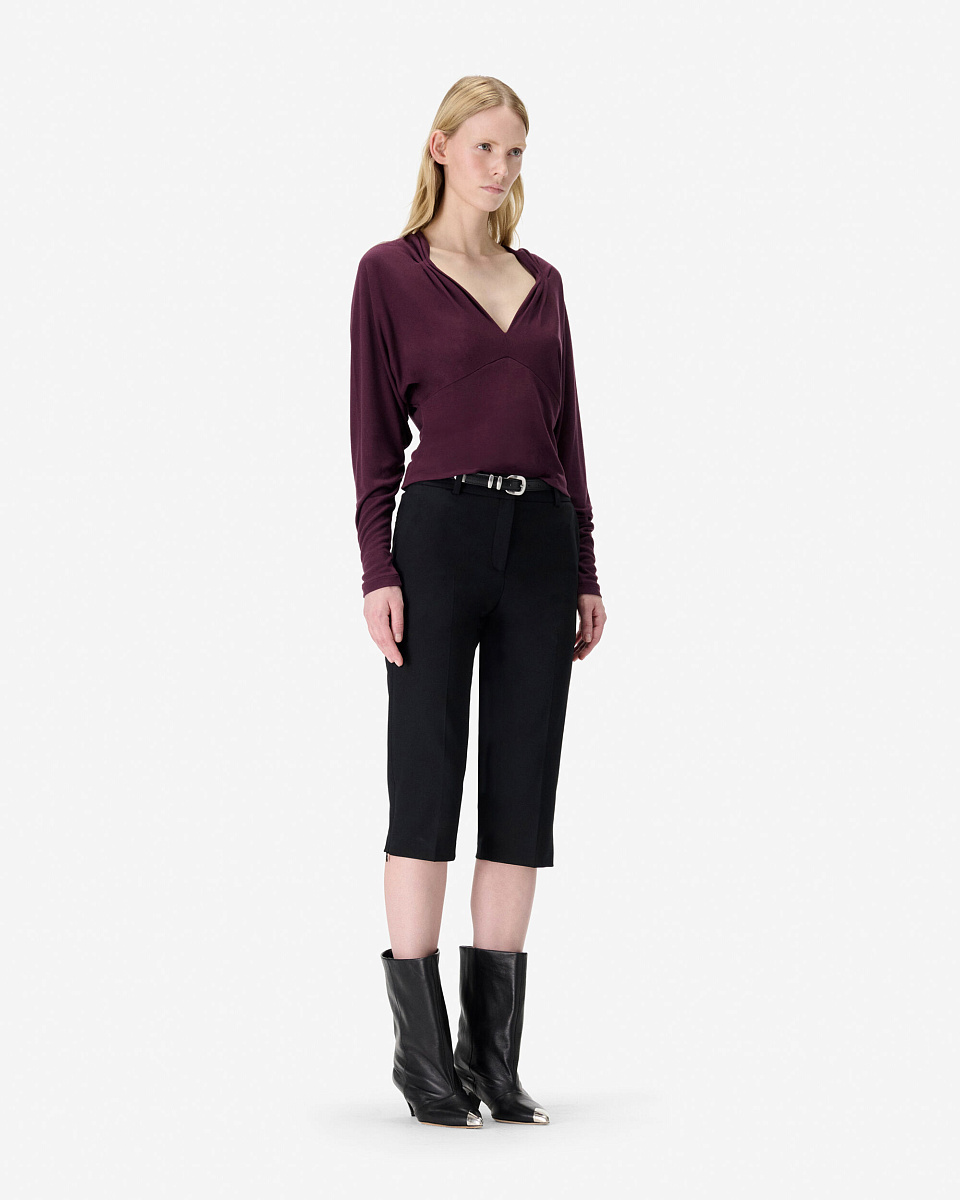 ЛОНГСЛИВ С ПЛИССИРОВКОЙ И V-ОБРАЗНЫМ ВЫРЕЗОМ ILOISE