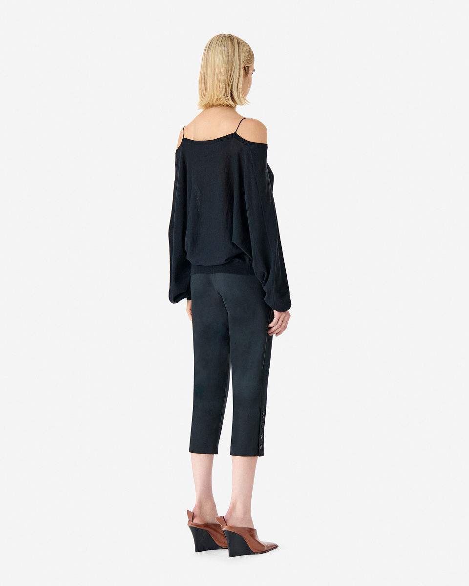 ЧЕРНЫЙ СВИТЕР С V-ОБРАЗНЫМ ВЫРЕЗОМ И КРУЖЕВОМ AUBEPINE